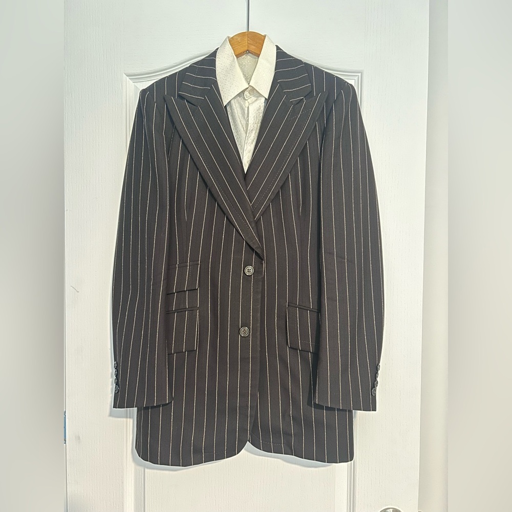 Real 60s 70s Classic Brown Pinstripe Men's suit